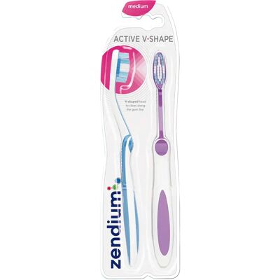Zendium V-shape Medium Tandborste 2 st Zendium V-shape Medium Tandborste 2 st