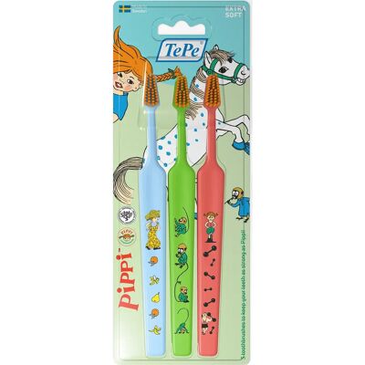 TePe Kids Pippi Extra Soft Tandborste 3+ år 3 st TePe Kids Pippi Extra Soft Tandborste 3+ år 3 st