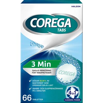 Corega Tabs 3Min Rengöringstabletter för proteser - Proteser Corega Tabs 3Min Rengöringstabletter för proteser - Proteser