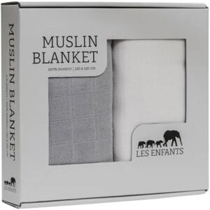 Les Enfants Muslin Blanket 2-pack Grå/Vit