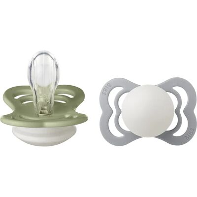 BIBS Supreme Silicone Sage Glow/Cloud Glow 2-pack Size 1 BIBS Supreme Silicone Sage Glow/Cloud Glow 2-pack Size 1
