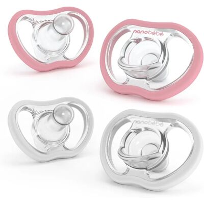Nanobébé Active Flexy Napp Silikon 4 st Rosa/vit Nanobébé Active Flexy Napp Silikon 4 st Rosa/vit