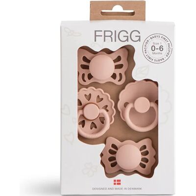 FRIGG 4-pack Baby's First pacifier Floral heart Blush Size 1 FRIGG 4-pack Baby's First pacifier Floral heart Blush Size 1