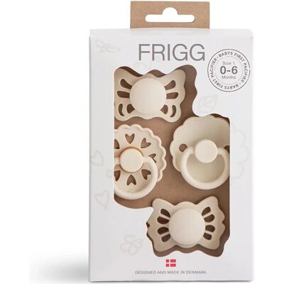 FRIGG 4-pack Baby's First pacifier Floral heart Cream Size 1 FRIGG 4-pack Baby's First pacifier Floral heart Cream Size 1
