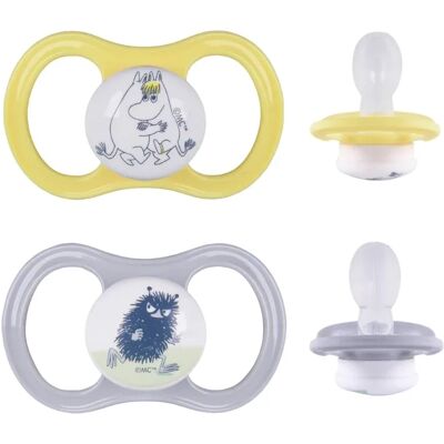 ESSKA Happy Muminedition Napp + 4 månader 2-pack gul/grå ESSKA Happy Muminedition Napp + 4 månader 2-pack gul/grå