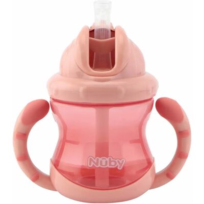 Nuby Flip It Cup Twin Handle 240 ml Rosa Nuby Flip It Cup Twin Handle 240 ml Rosa
