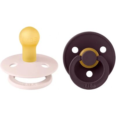 BIBS Pacifier Colour Latex Petal/Plum 2 pack Size 1 BIBS Pacifier Colour Latex Petal/Plum 2 pack Size 1