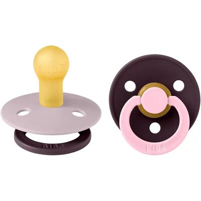 BIBS Pacifier Studio Colour Fusion Latex Dusky Lilac Plum Mix 2 pack Size 1 BIBS Pacifier Studio Colour Fusion Latex Dusky Lilac Plum Mix 2 pack Size 1