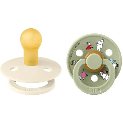 BIBS, Mumin BIBS x Moomin Pacifier Colour Friends Latex Ivory Mix 2 pack Size 1 BIBS, Mumin BIBS x Moomin Pacifier Colour Friends Latex Ivory Mix 2 pack Size 1