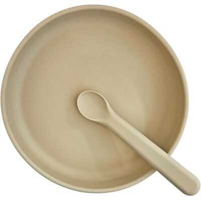 Summerville Organic Summerville Tallrik och Sked Silikon Sandshell Summerville Organic Summerville Tallrik och Sked Silikon Sandshell