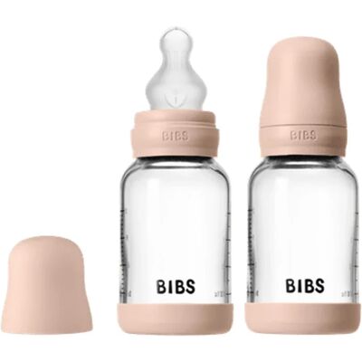 BIBS Glass Baby Bottle Round Silicone Slow Flow 120 ml 2-pack Blush BIBS Glass Baby Bottle Round Silicone Slow Flow 120 ml 2-pack Blush