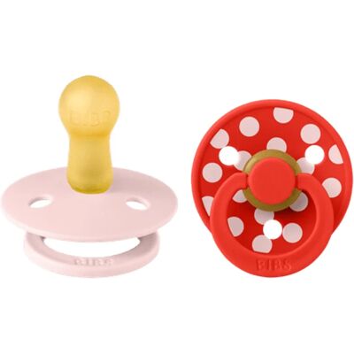 BIBS Pacifier Studio Colour Polka Latex Blossom/Candy Apple 2-pack Size 2 BIBS Pacifier Studio Colour Polka Latex Blossom/Candy Apple 2-pack Size 2