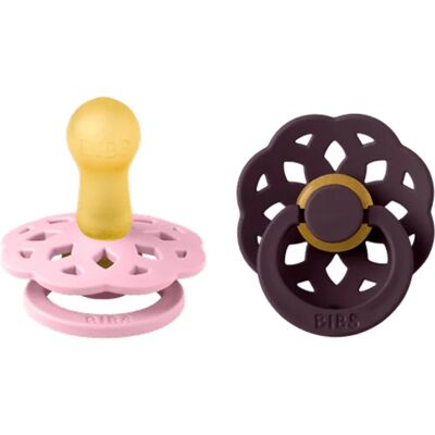 BIBS Pacifier Boheme Latex Baby Pink/Plum 2-pack Size 2 BIBS Pacifier Boheme Latex Baby Pink/Plum 2-pack Size 2
