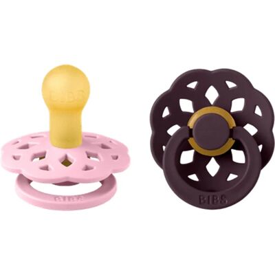 BIBS Pacifier Boheme Latex Baby Pink/Plum 2-pack Size 1 BIBS Pacifier Boheme Latex Baby Pink/Plum 2-pack Size 1