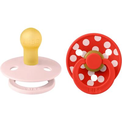 BIBS Pacifier Studio Colour Polka Latex Blossom/Candy Apple 2-pack Size 1 BIBS Pacifier Studio Colour Polka Latex Blossom/Candy Apple 2-pack Size 1