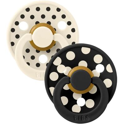 BIBS Pacifier Studio Colour Polka Latex Ivory/Black 2-pack Size 1 BIBS Pacifier Studio Colour Polka Latex Ivory/Black 2-pack Size 1