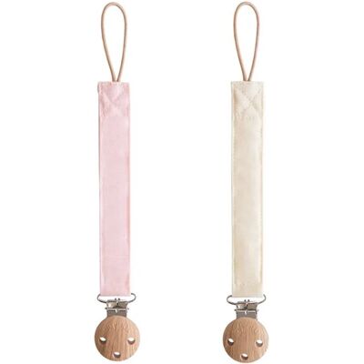 Mushie - Lin Blush-Cream - Linne - 2-pack - Klipsy smoczka Mushie - Lin Blush-Cream - Linne - 2-pack - Klipsy smoczka