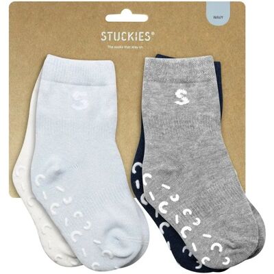 STUCKIES Strumpor i bomull (Anti-Slip) Wavy 4-pack 22/24 STUCKIES Strumpor i bomull (Anti-Slip) Wavy 4-pack 22/24