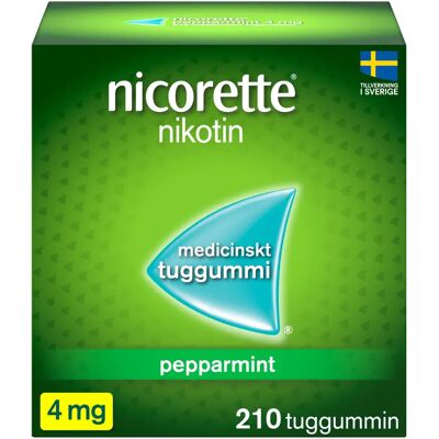 Nicorette Pepparmint medicinskt tuggummi 4 mg 210 st Nicorette Pepparmint medicinskt tuggummi 4 mg 210 st