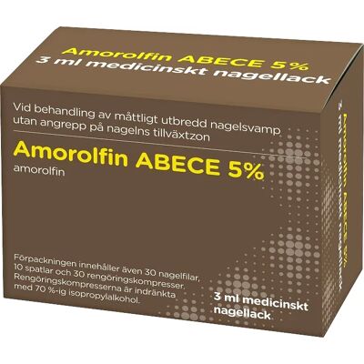 Amorolfin ABECE Medicinskt nagellack 5% 3 ml Amorolfin ABECE Medicinskt nagellack 5% 3 ml