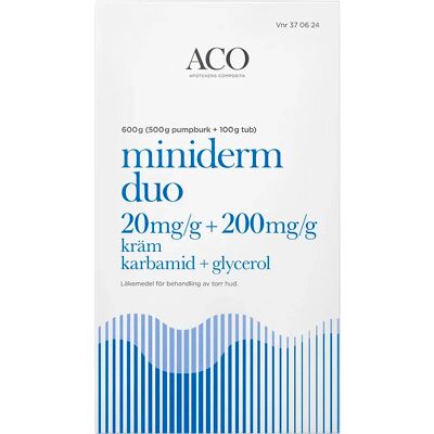 Miniderm Duo Kräm 20mg/g+200mg/g Burk med pump och tub, 600g (500g + 100g) Miniderm Duo Kräm 20mg/g+200mg/g Burk med pump och tub, 600g (500g + 100g)