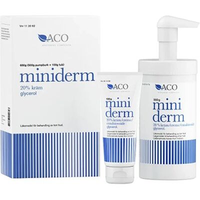Miniderm kräm 20% burk med pump 500 g + tub 100 g Miniderm kräm 20% burk med pump 500 g + tub 100 g