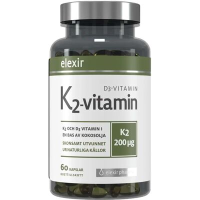 Elexir Pharma K2+D3 200 mcg 60 kapslar Elexir Pharma K2+D3 200 mcg 60 kapslar