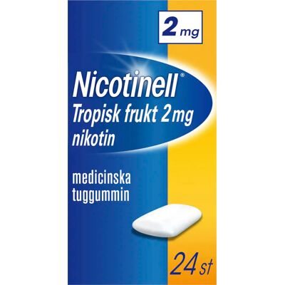 Nicotinell Tropisk frukt medicinskt tuggummi 2 mg 24 st Nicotinell Tropisk frukt medicinskt tuggummi 2 mg 24 st