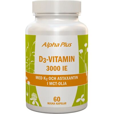 Alpha Plus D3-Vitamin 3000 IE med K2 60 kapslar Alpha Plus D3-Vitamin 3000 IE med K2 60 kapslar