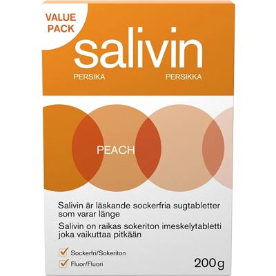 Salivin Sugtabletter Peach 200 g Salivin Sugtabletter Peach 200 g