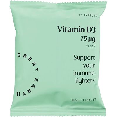 Great Earth Vitamin D3 75 µg refill 60 kapslar Great Earth Vitamin D3 75 µg refill 60 kapslar