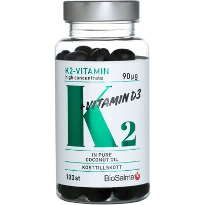 BioSalma K2 90 µg + D3-vitamin 25 µg 100 st kapslar BioSalma K2 90 µg + D3-vitamin 25 µg 100 st kapslar