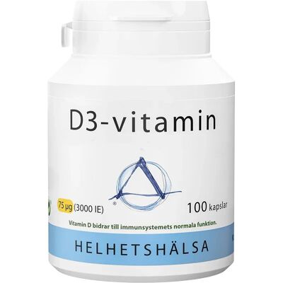 Helhetshälsa D3-vitamin, 75 µg, 3000 IE 100 kapslar Helhetshälsa D3-vitamin, 75 µg, 3000 IE 100 kapslar