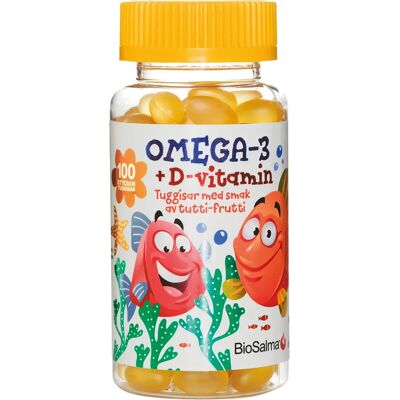 BioSalma Omega-3 + D-vitamin tuggisar barn 100 st BioSalma Omega-3 + D-vitamin tuggisar barn 100 st