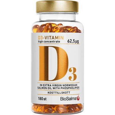 BioSalma D3-Vitamin 62,5µg High Concentrate 180 kapslar BioSalma D3-Vitamin 62,5µg High Concentrate 180 kapslar