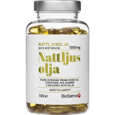 BioSalma Nattljusolja 10% GLA 1000 mg 100 kapslar BioSalma Nattljusolja 10% GLA 1000 mg 100 kapslar