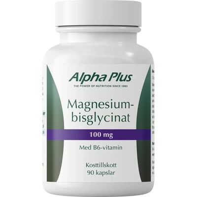 Alpha Plus Magnesiumbisglycinat 100 mg 90 kapslar Alpha Plus Magnesiumbisglycinat 100 mg 90 kapslar