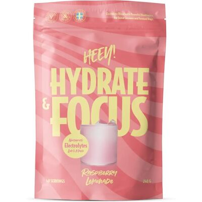 Heey! Hydrate & Focus Elektrolyter Hallonlemonad 240 g Heey! Hydrate & Focus Elektrolyter Hallonlemonad 240 g