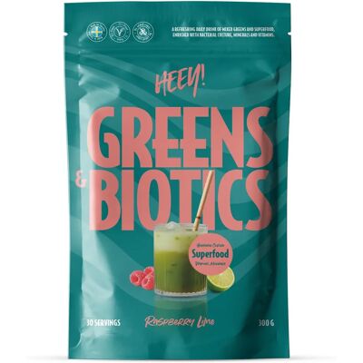 Heey! Greens & Biotics Superfood Hallon Lime 300 g Heey! Greens & Biotics Superfood Hallon Lime 300 g