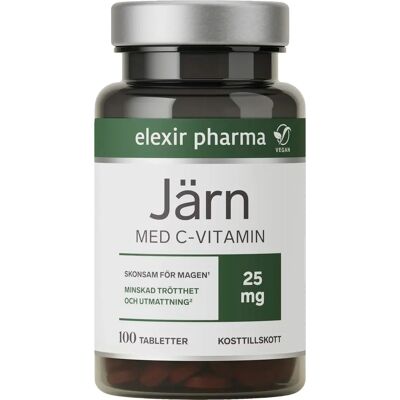 Elexir Pharma Järn med C-vitamin 100 tabletter Elexir Pharma Järn med C-vitamin 100 tabletter