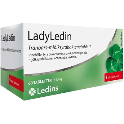 Ledins LadyLedin Tranbärs-mjölksyrabakterietablett 60 st Ledins LadyLedin Tranbärs-mjölksyrabakterietablett 60 st