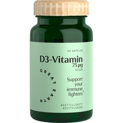 Great Earth Vitamin D3 Vegan 60 kapslar Great Earth Vitamin D3 Vegan 60 kapslar