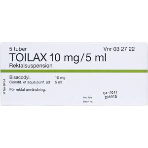 Toilax rektalsuspension 10 mg/5 ml tub 5 x 5 ml Toilax rektalsuspension 10 mg/5 ml tub 5 x 5 ml