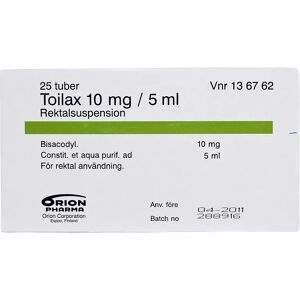 Toilax rektalsuspension 10 mg/5 ml tub 25 x 5 ml Toilax rektalsuspension 10 mg/5 ml tub 25 x 5 ml