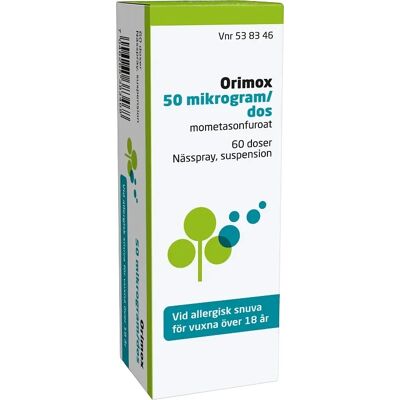 Orimox Orifarm Nässpray suspension 50 µg/dos 60 doser Orimox Orifarm Nässpray suspension 50 µg/dos 60 doser