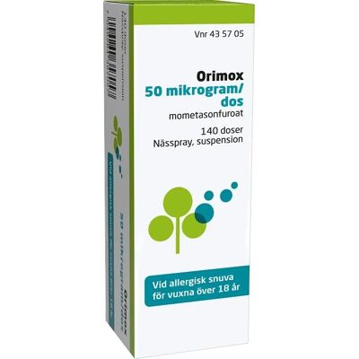 Orimox Orifarm Nässpray suspension 50 µg/dos 140 doser Orimox Orifarm Nässpray suspension 50 µg/dos 140 doser