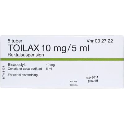 Toilax rektalsuspension 10 mg/5 ml tub 5 x 5 ml Toilax rektalsuspension 10 mg/5 ml tub 5 x 5 ml