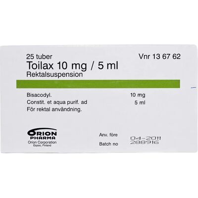 Toilax rektalsuspension 10 mg/5 ml tub 25 x 5 ml Toilax rektalsuspension 10 mg/5 ml tub 25 x 5 ml