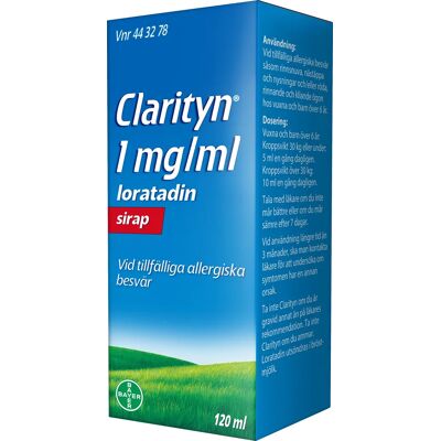 Clarityn Sirap 1mg/ml Flaska, 120 ml Clarityn Sirap 1mg/ml Flaska, 120 ml