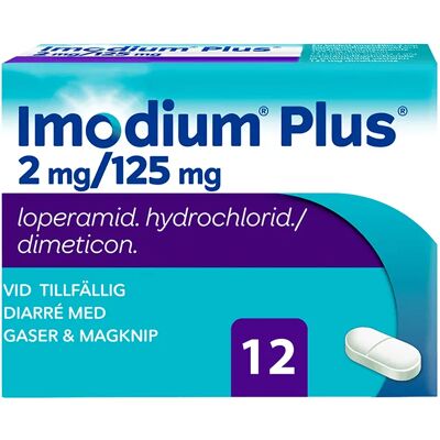 Imodium Plus tablett 2 mg/125 mg 12 st Imodium Plus tablett 2 mg/125 mg 12 st